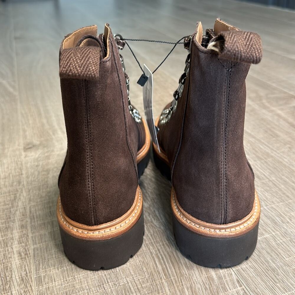 NIB GRENSON Women’s Brown Suede Leather Lace Up Nanette Hiker Boots - Picture 2 of 11